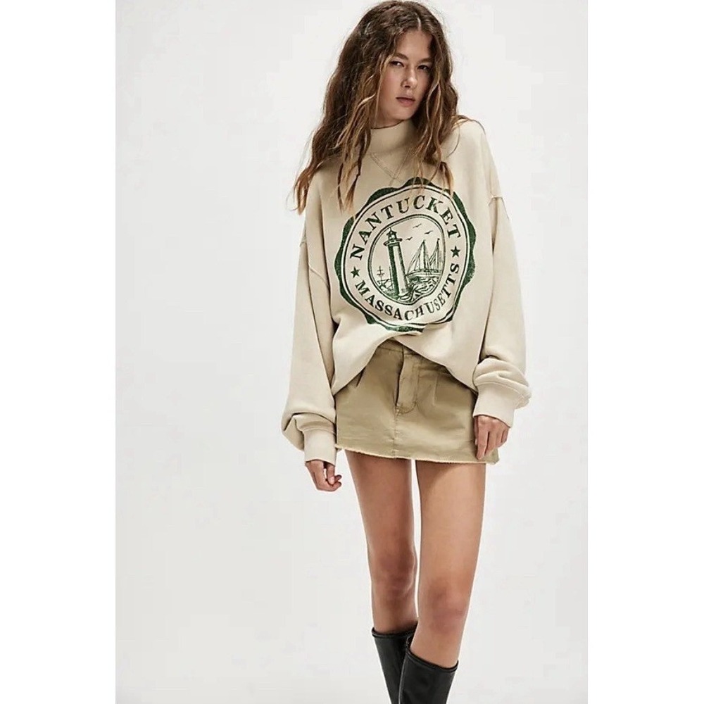 Free People Diana Sweatshirt In oatmeal combo